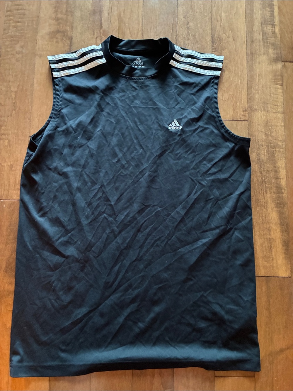 adidas Black Athletic Top with White Embroidered Logo